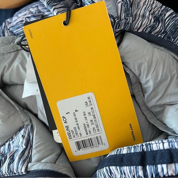 New Lole x Allied Feather and Down Purple & Blue Striped Jacket Womens size S - Picture 7 of 10